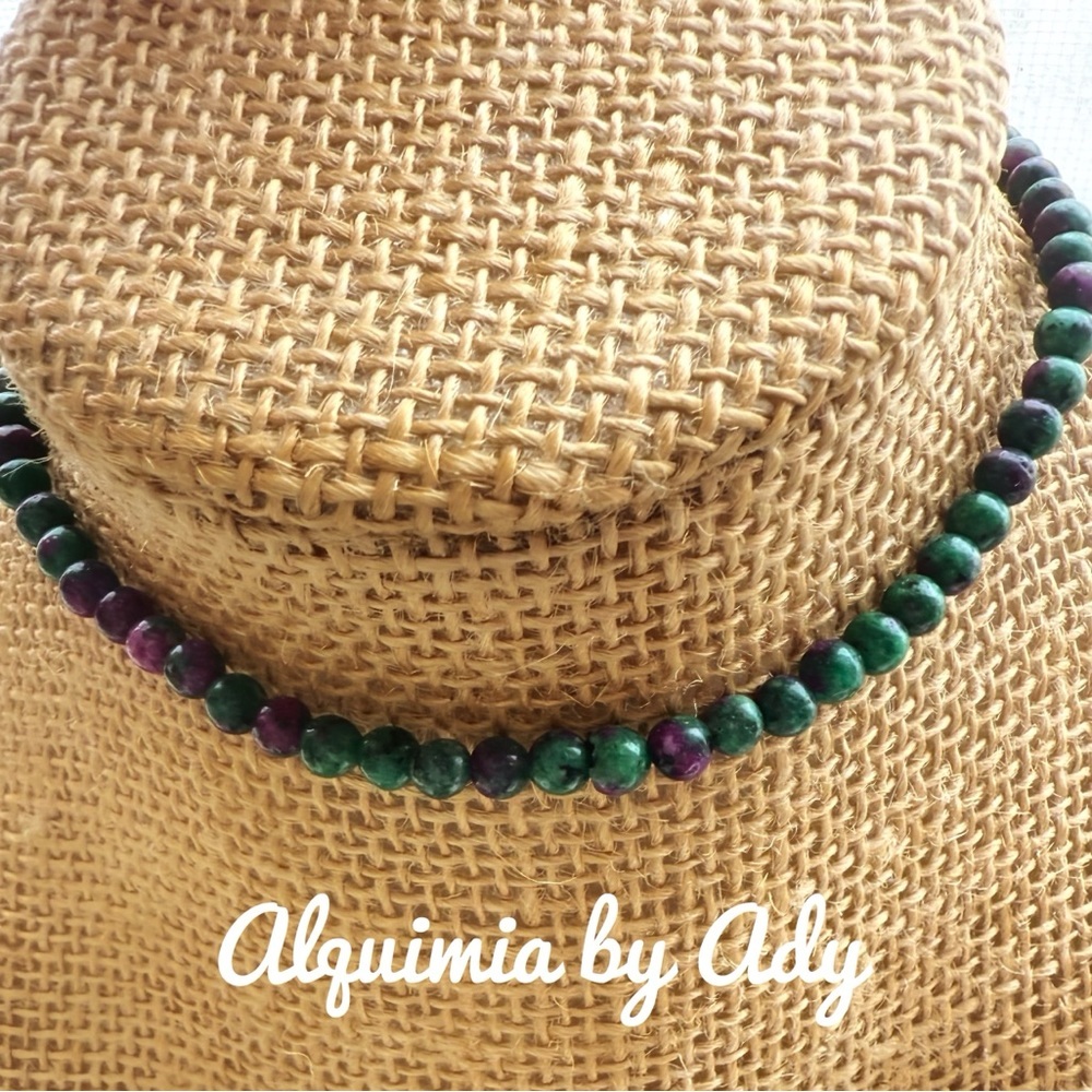 Super dainty Ruby zoisite beaded choker necklace